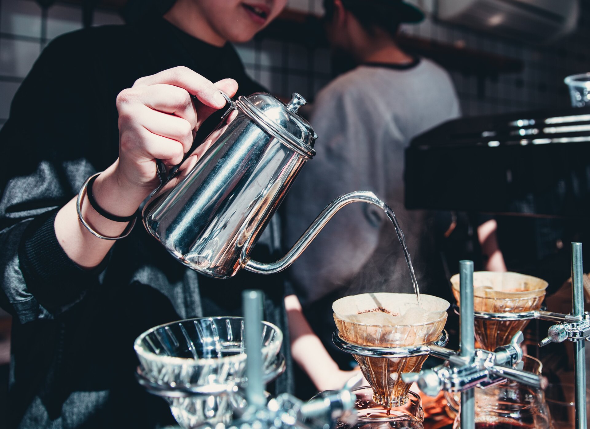 Coffee being prepared with care
